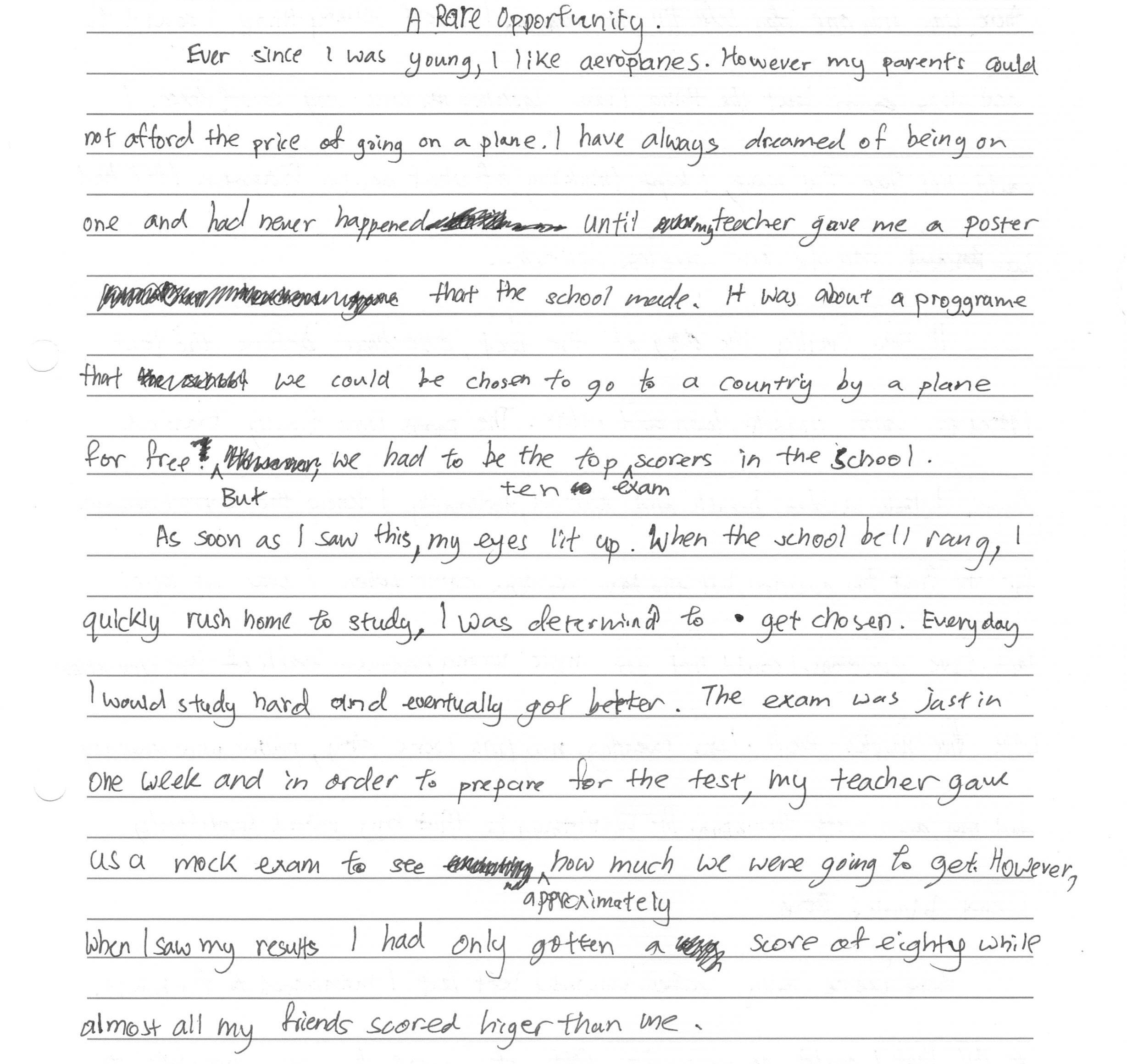 Handwritten essay